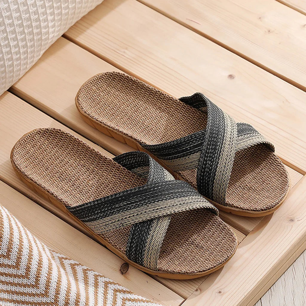 Flax Slippers Casual Linen Slides