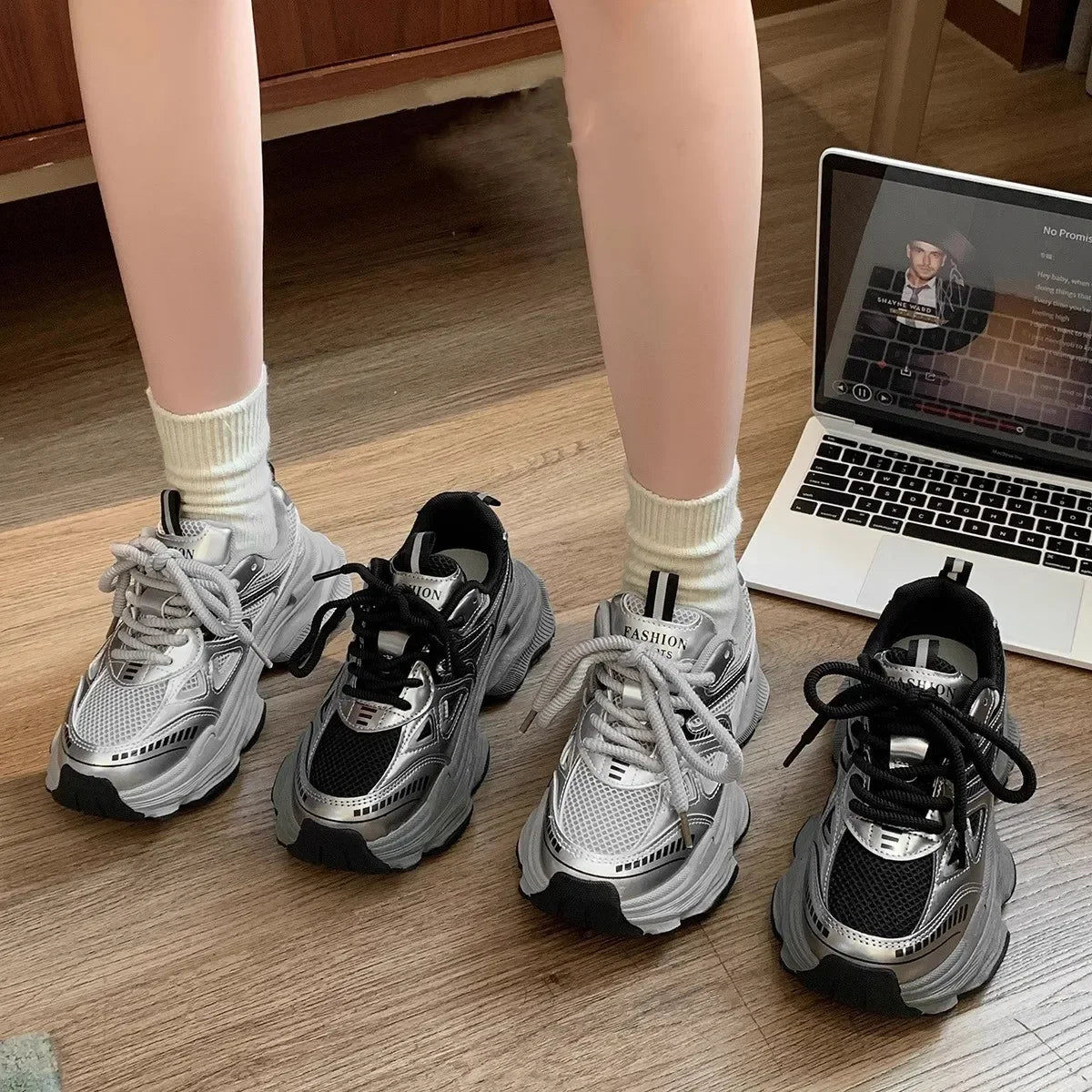 Platform Sneakers for Women Casual Non Slip Thick Sole Sports Shoes