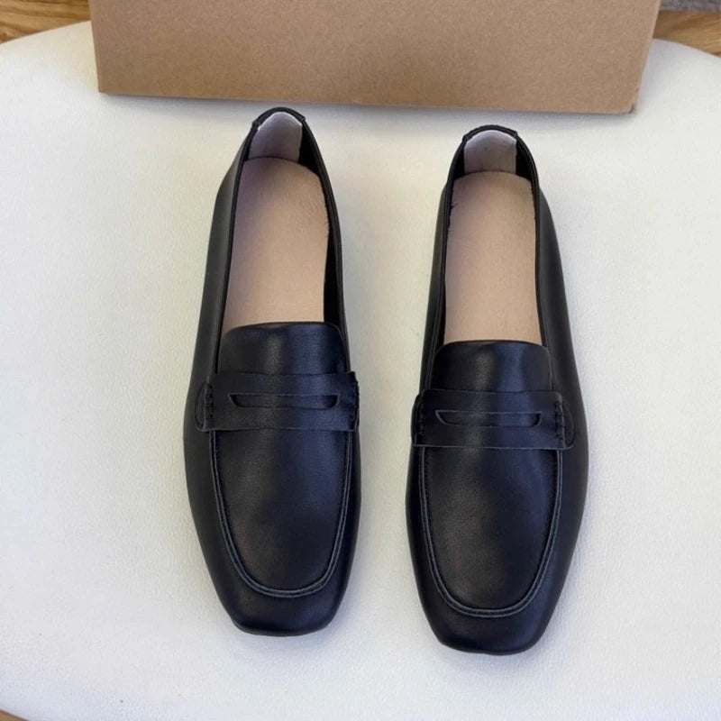 Loafers Woman Leather Mocassins  Casual Flat Shoes