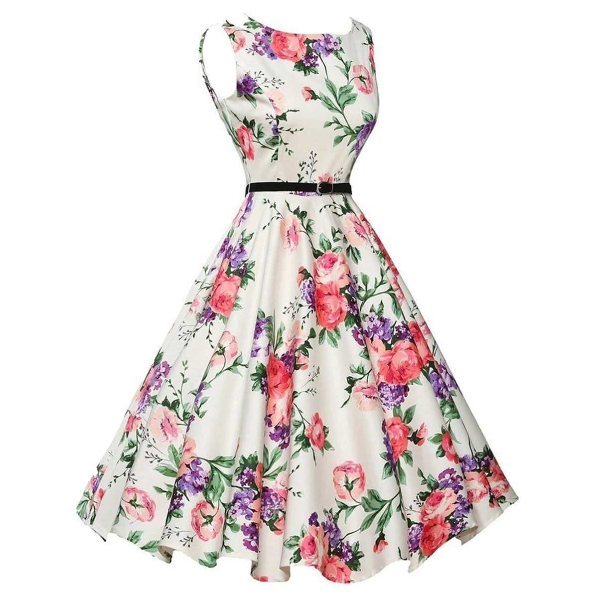 Women Dress Vintage Robe Audrey Hepburn Rockabilly Retro Sleeveless Dress