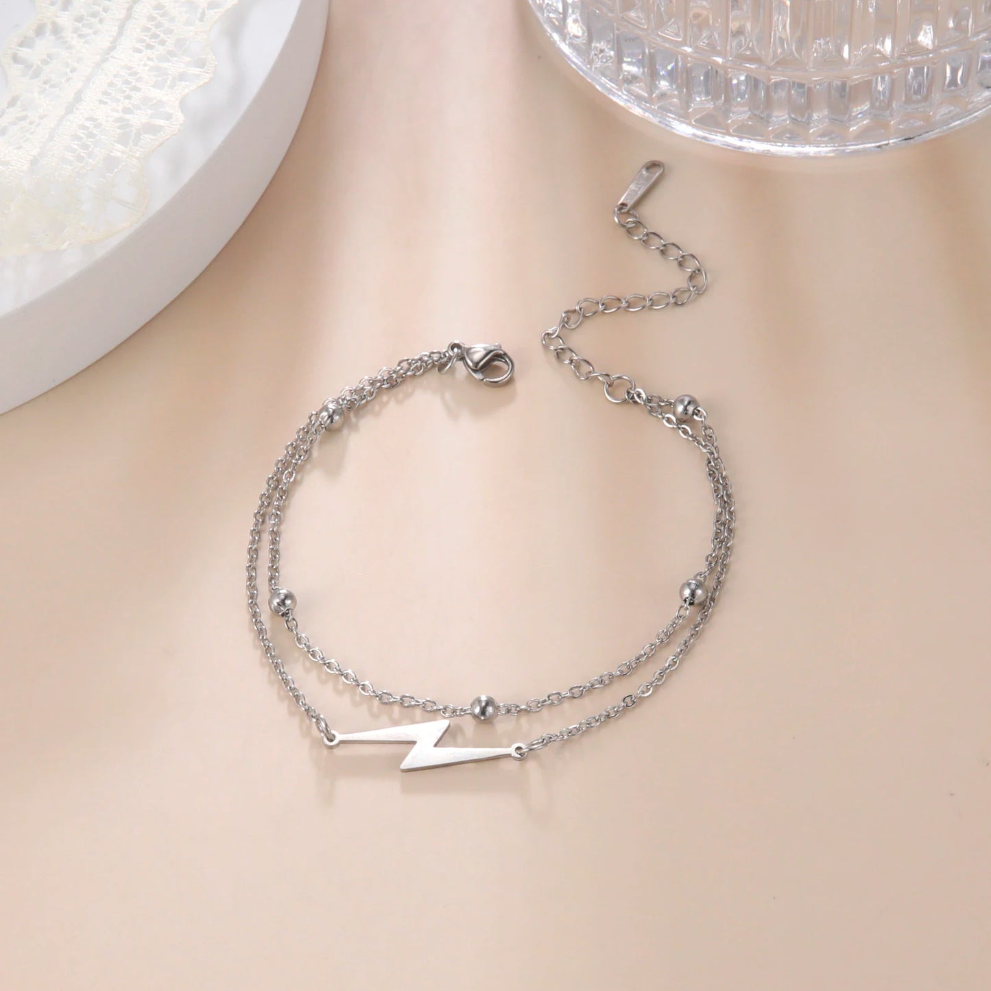 Cross Pendant Bracelets Stainless Steel Double Layer Chain