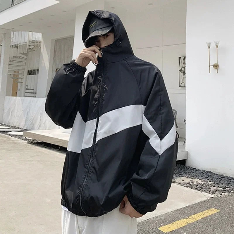 Hip Hop Varsity Jacket Patchwork Color Black