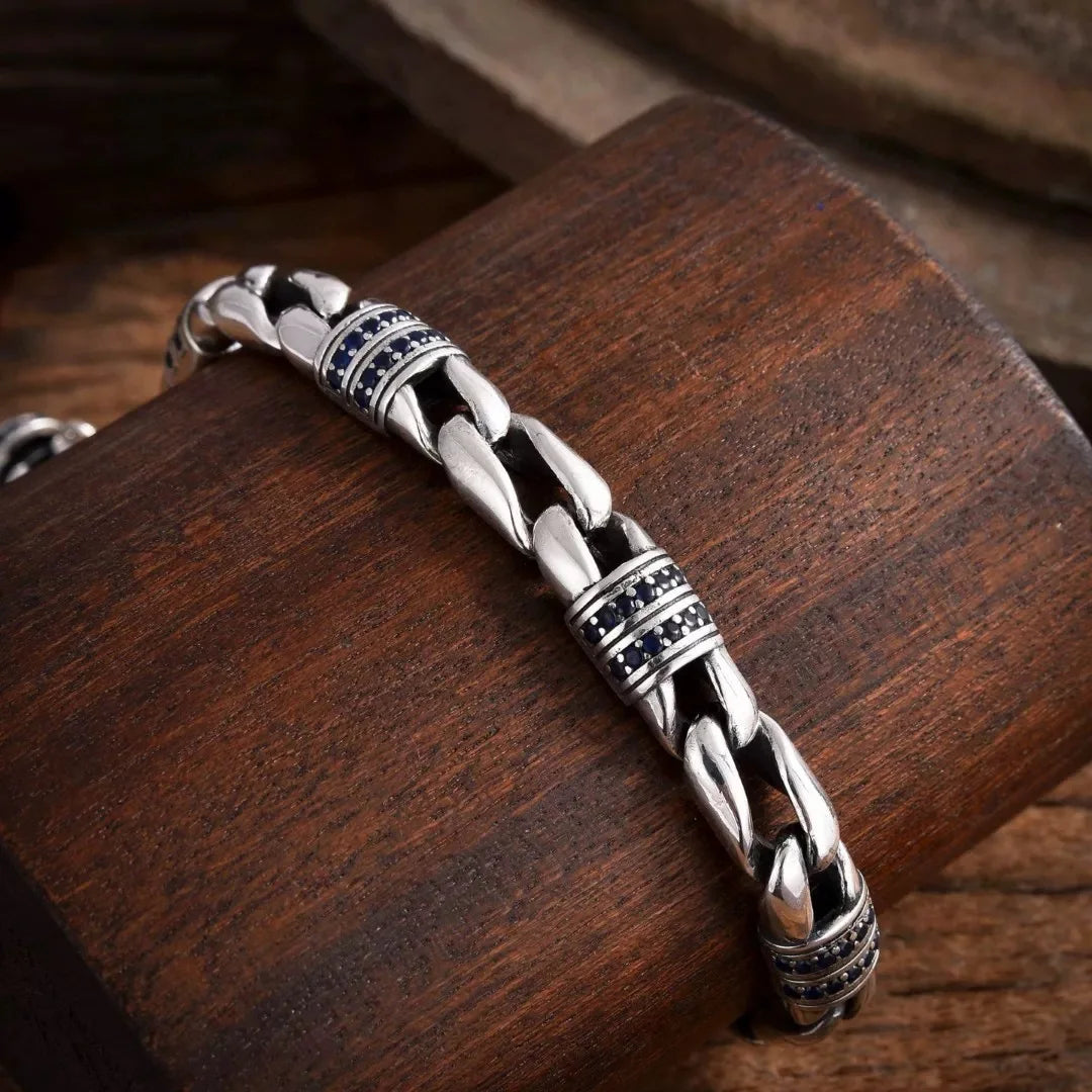 New Men's Generous Hand Jewelry Trendy Style  Diamond Inlaid Texture Bracelet Accessories
