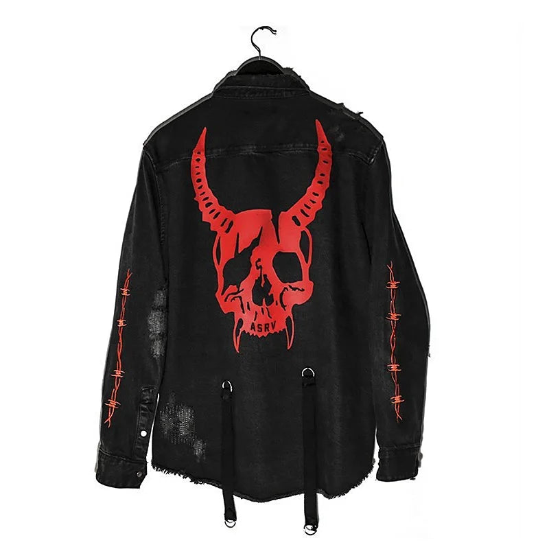 Men's  Fashion Motorcycle Jeans Jackets Causal Cotton Black