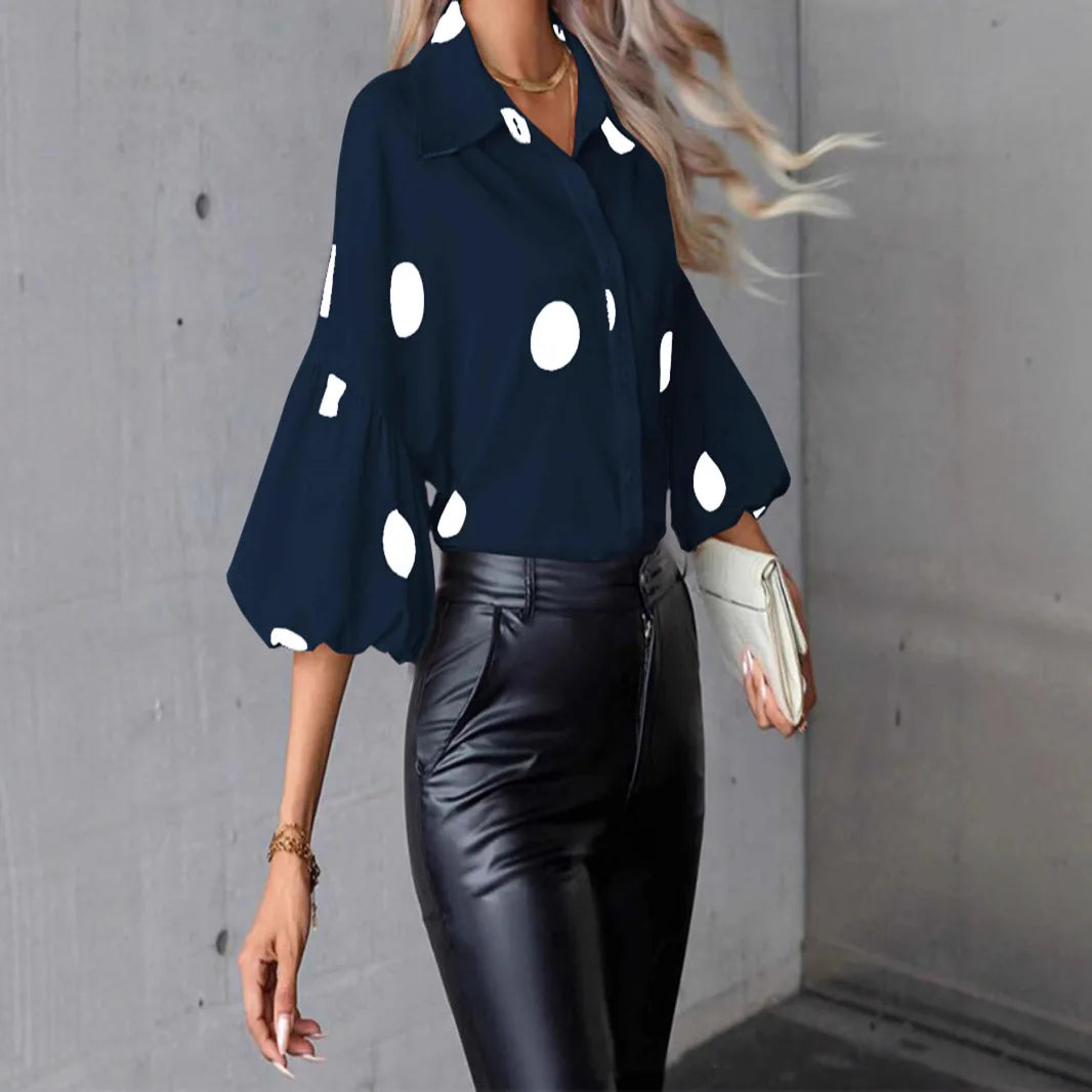 Women's Blouse  Chiffon Polka