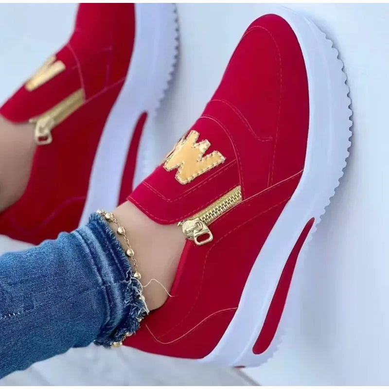 Women Flats Platform Shoes Casual Zipper Sneakers Shoes