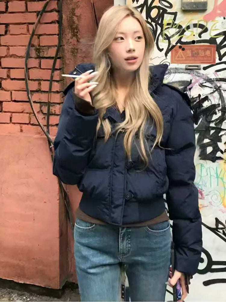 Fur Hooded Jacket Women Outerwear Female  Puffer Bubble Coat
