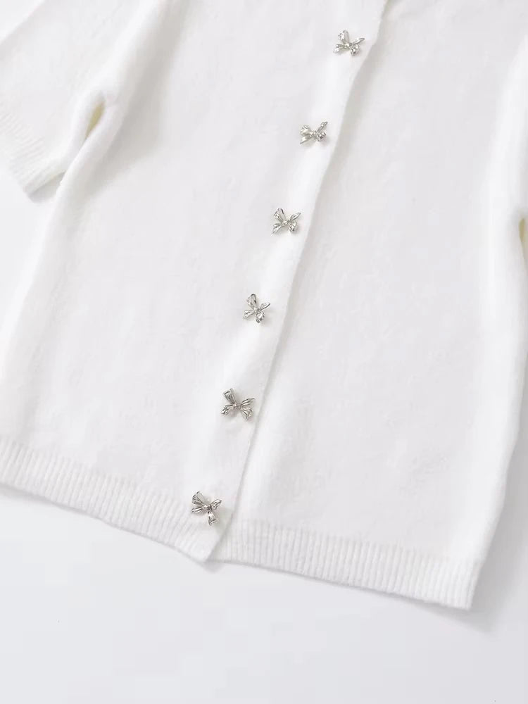 Women's Knitted Cardigan Sweater with Buttons
