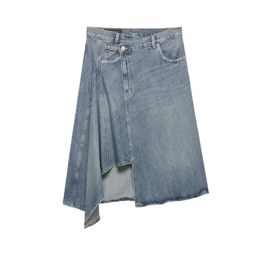 Asymmetrical Denim Skirt for Women Stylish Casual Chic Female Skirts