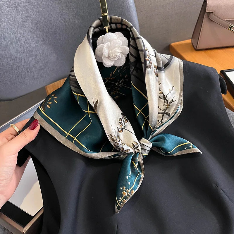 Silk Square Scarf Women Hair Ribbon