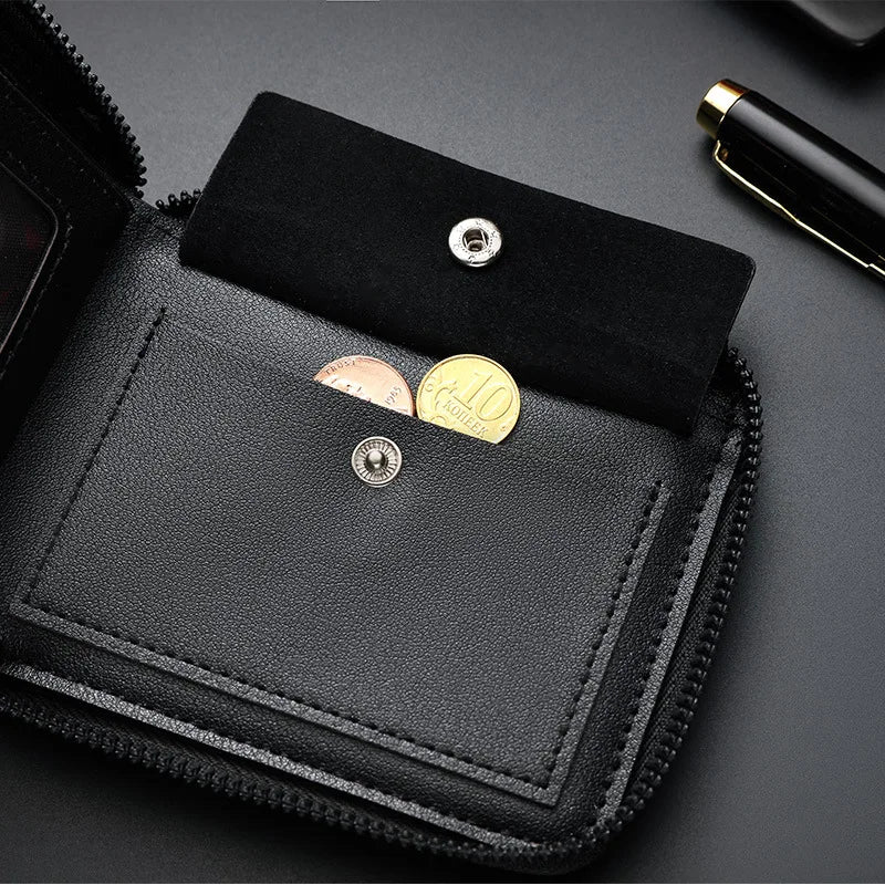 Leather Men’s Wallet Luxury Mens Purse Male Zipper Card Holders