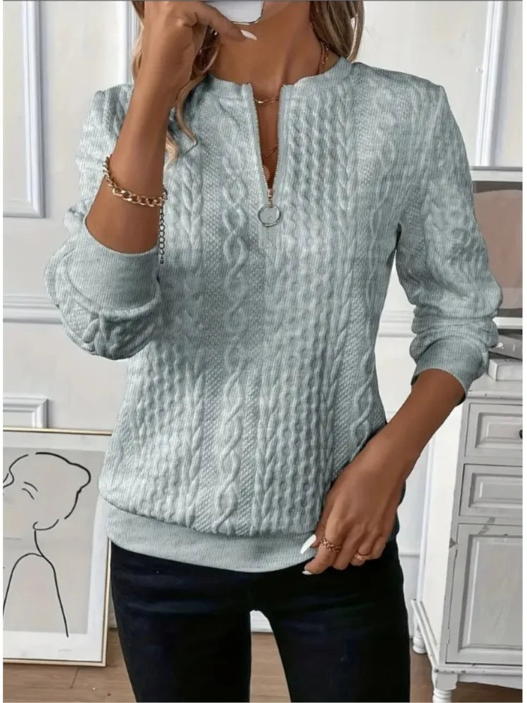Women Fashion V Neck Long Sleeve Sweatshirt Casual Loose Hoodie