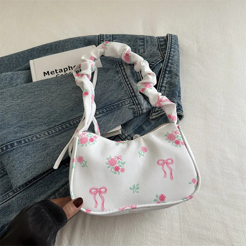 Women's Bags 2025 Summer Nylon Pleated Handbags Armpit Bag