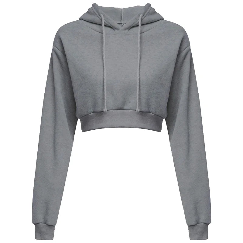 Women's casual solid color hooded sweatshirt with long sleeves