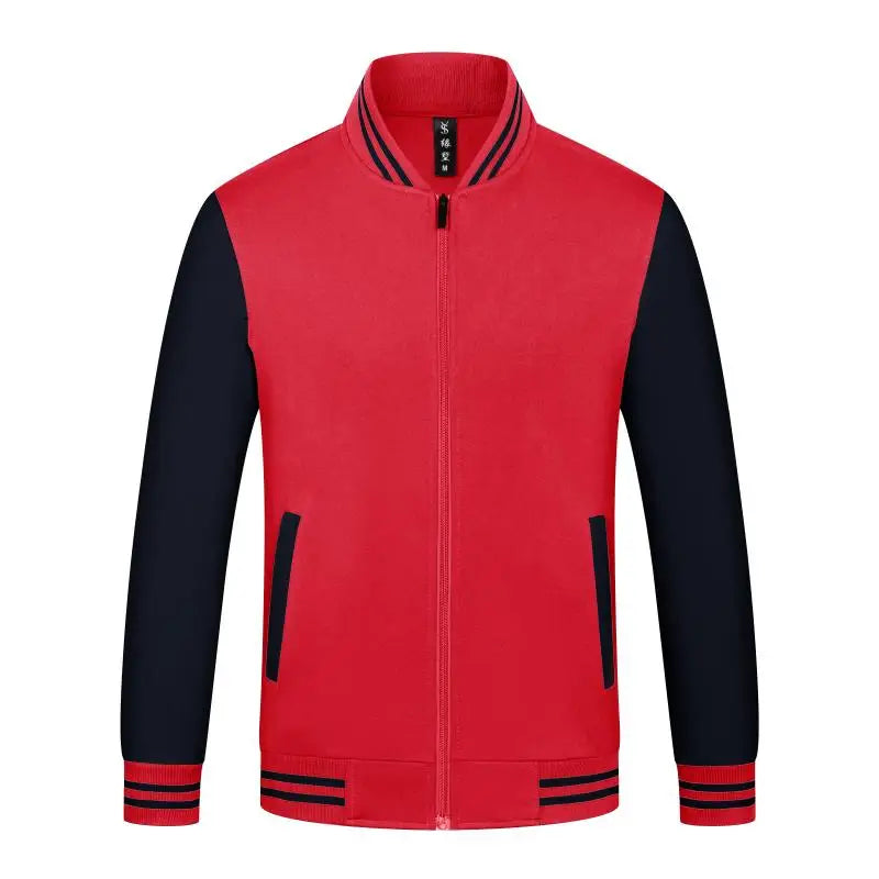 Unisex Varsity Team Baseball Jacket Men And Women Sports Zipper Bomber Coat