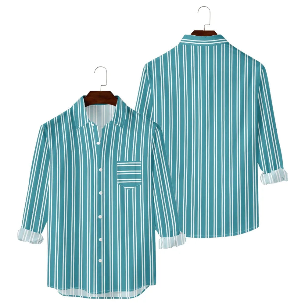 Button Up Shirts Seafoam Striped