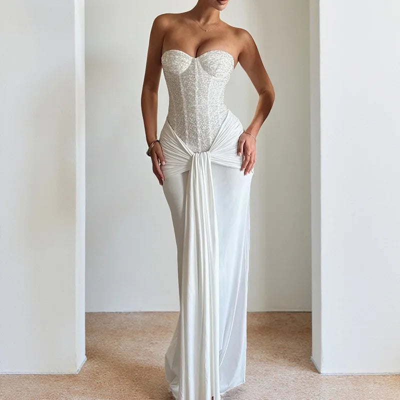 Backless Solid Slim Long Elegant Evening Dress