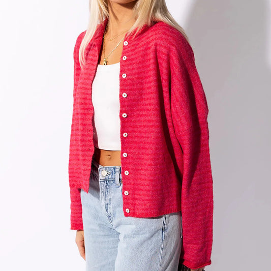 Womens Long Sleeve Striped Sweatshirt Watermelon Red Oversized Pullover