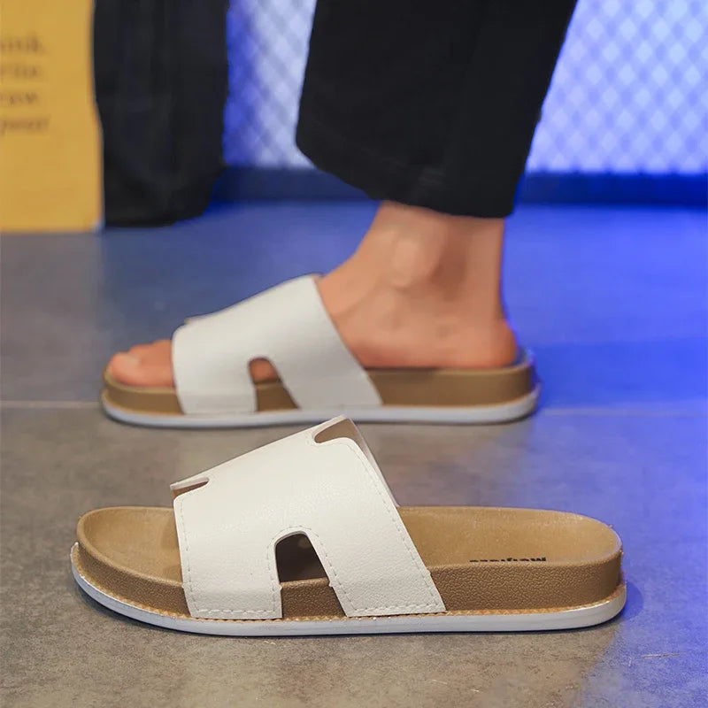 Black Slippers Man Comfortable Soft Platform Slippers