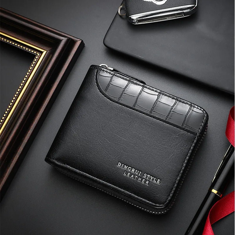 Leather Men’s Wallet Luxury Mens Purse Male Zipper Card Holders