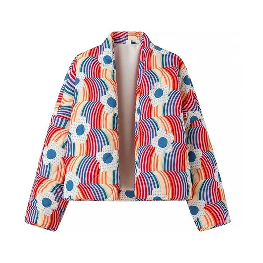 Fashion Print Quilted Coats for Women