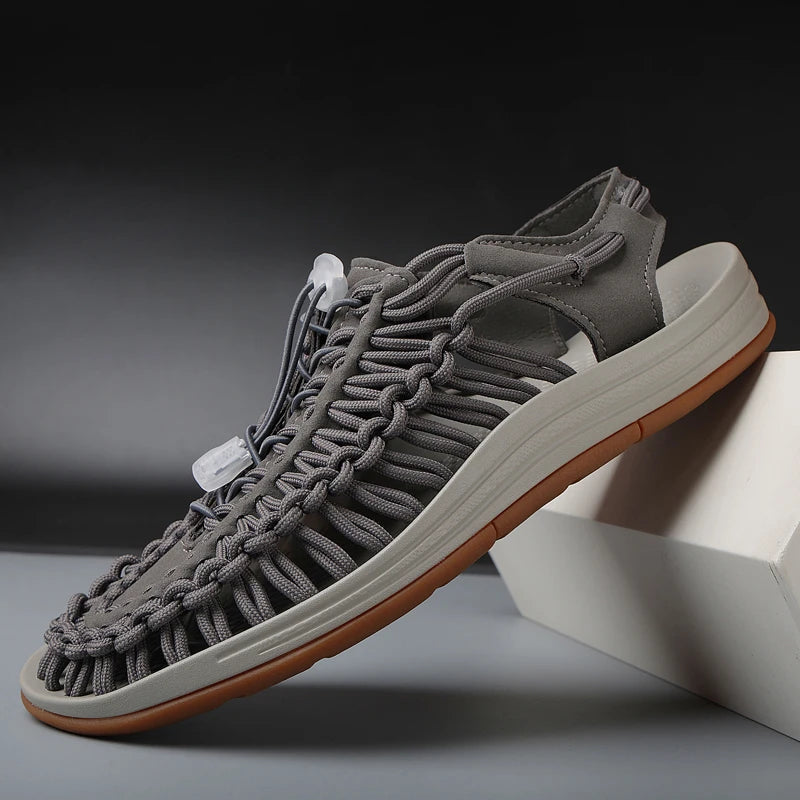 Men Sandals Summer Weave Shoes  Outdoor Breathable Comfort Slip On