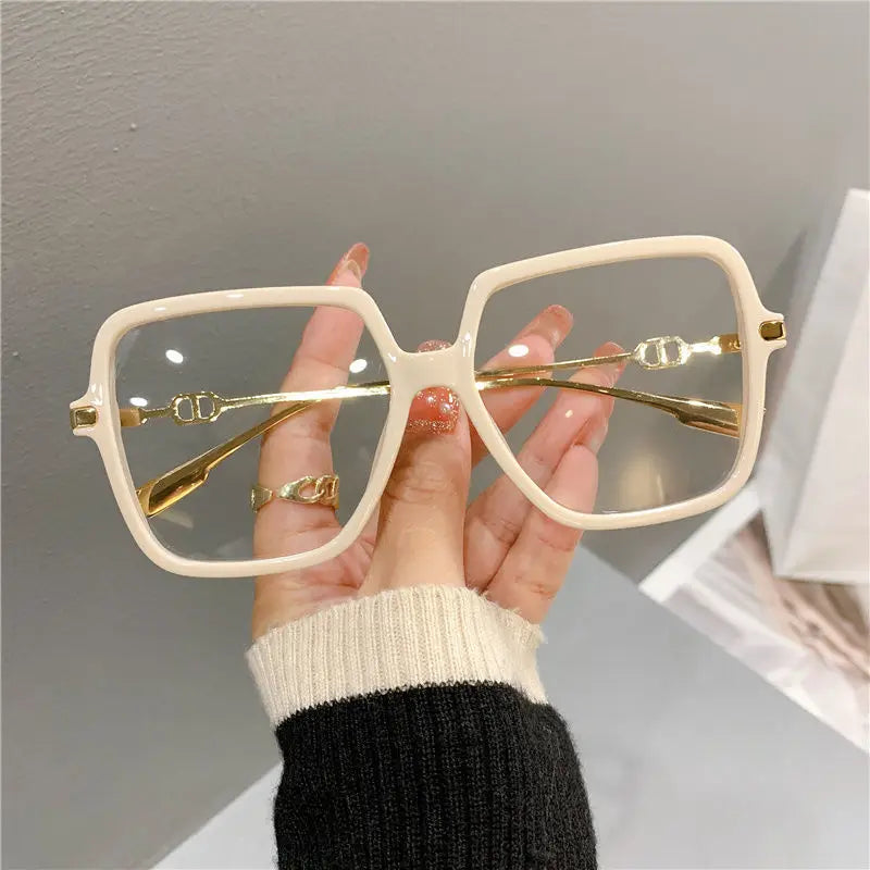 Anti Blue Light Flat Glasses  Metal Rectangular Frame