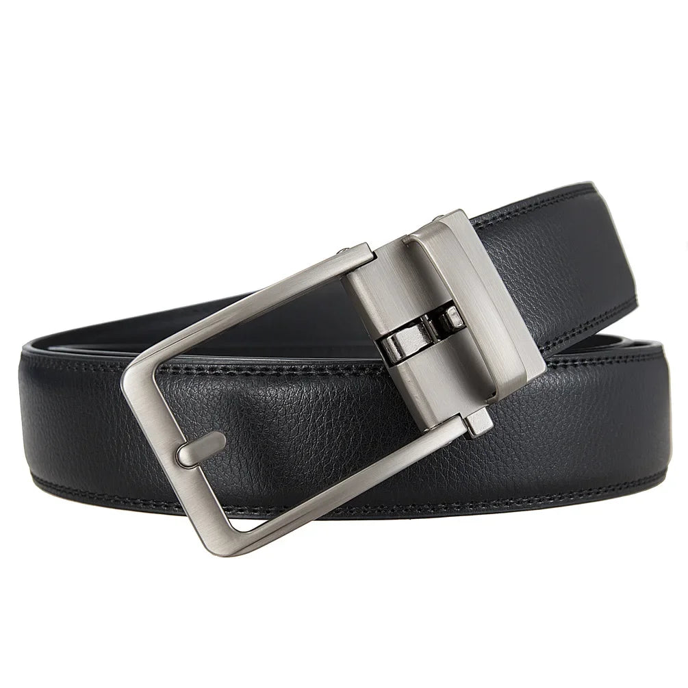 Click Belts for Men Automatic Buckle Genuine Leather Men's Waist Male Strap