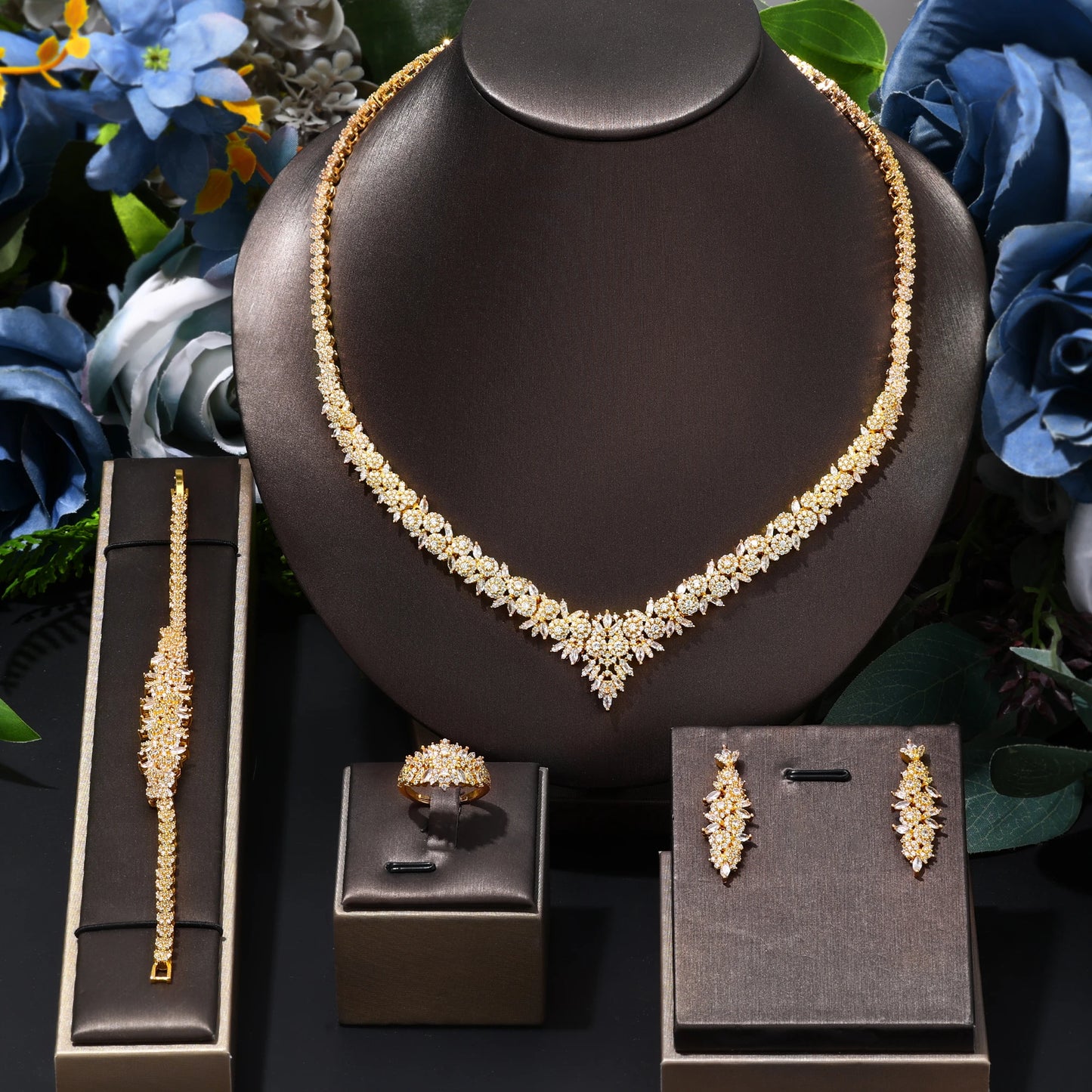 Cubic Zirconia Bridal Wedding Jewelry Set