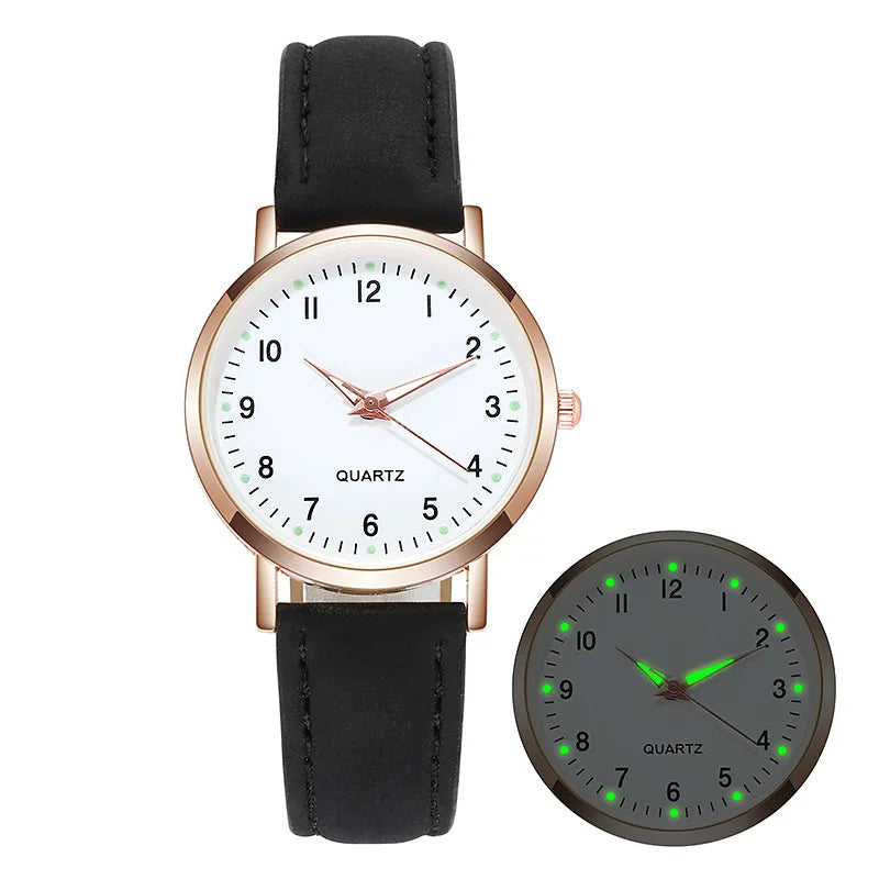 Women Leather Belt Watches Ladies Luxury Analog Quartz Luminous Wristwatch