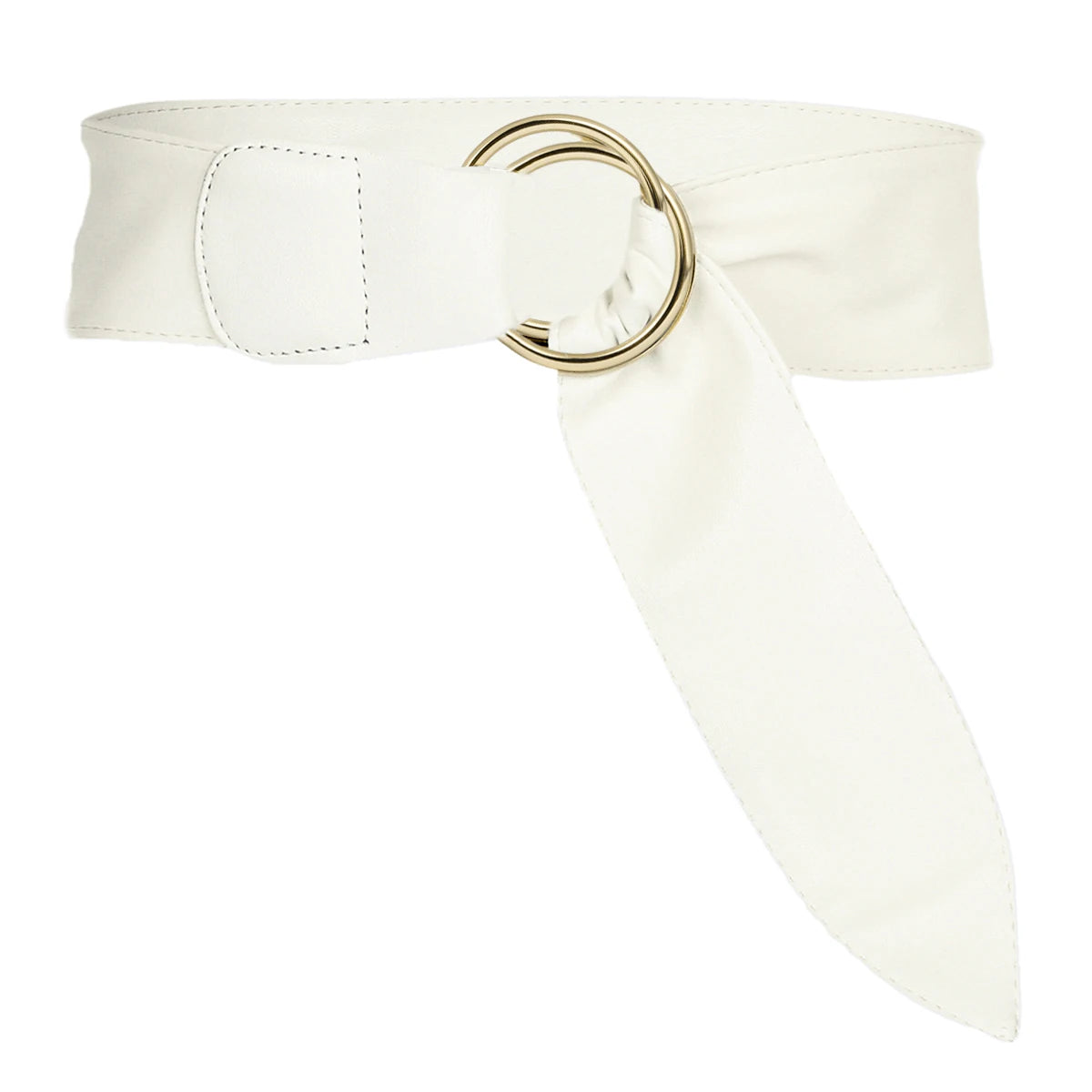 Wide Belts For Women Black Belt Double Round Ring Buckle Belt