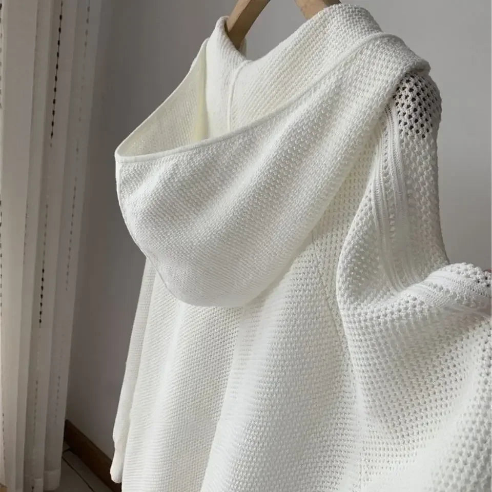 New Women Hollow Out Hooded Knitwear