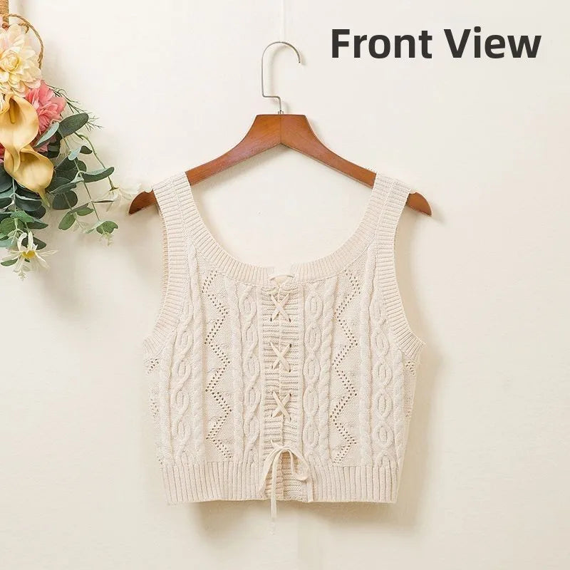 Women's Knitted Vest High Waist ort Sle Two-Sided Wear