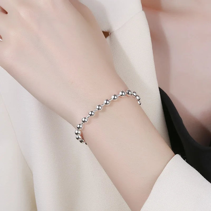 Silver Round Bead Bracelet for Girls
