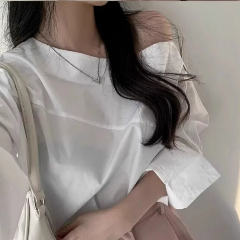 Sexy Off Shoulder Shirt  Cotton Tops
