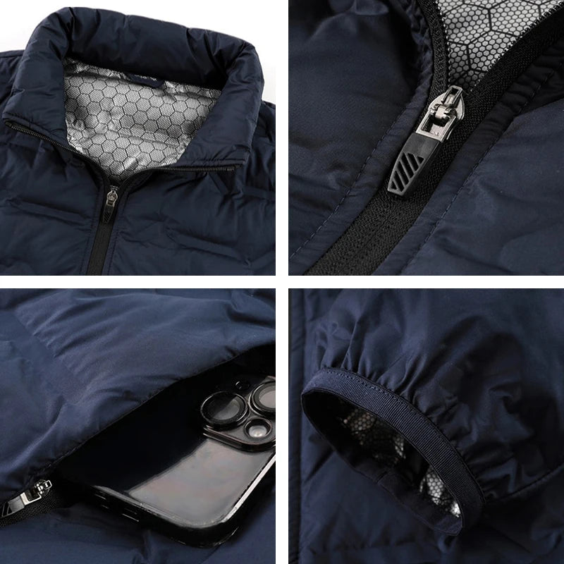 New White Duck Down Jacket Warm Thick Stand Collar Windproof Puffer Jacket