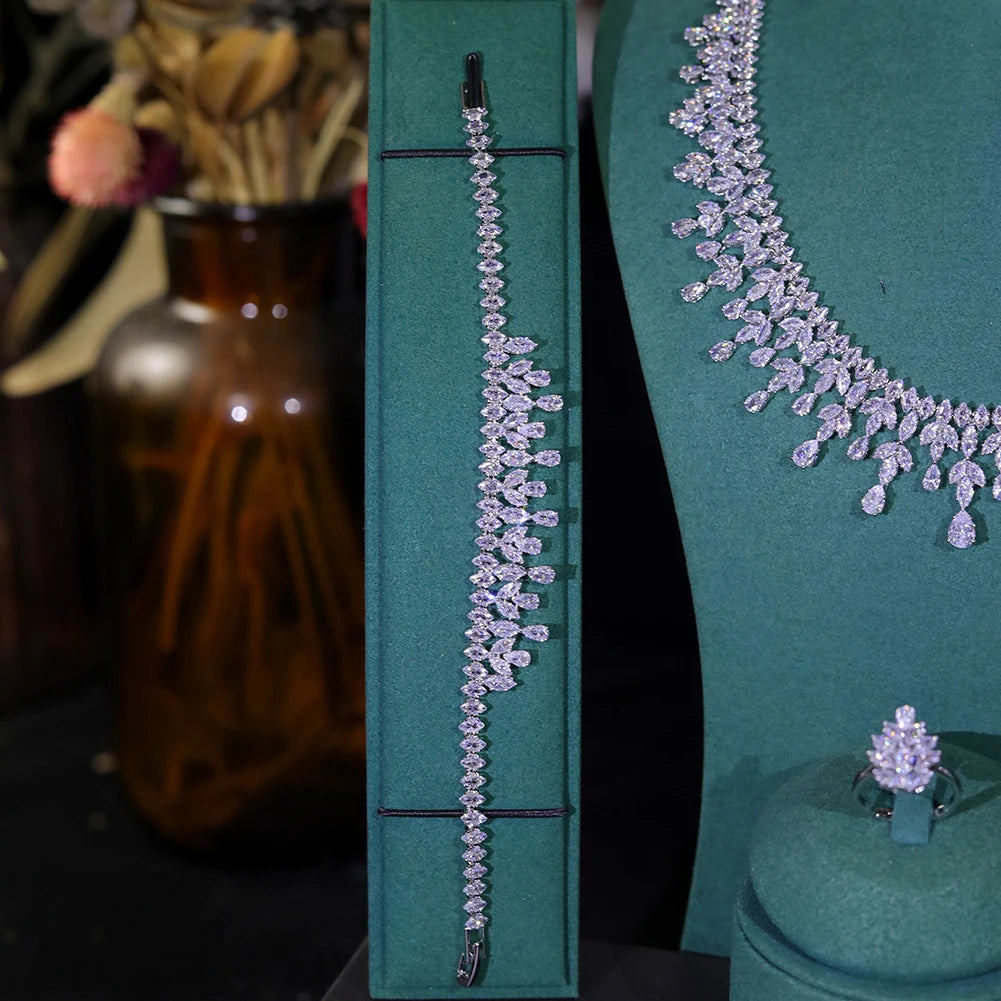 Zirconia Necklace Earring Accessories Women's Jewelry Sets
