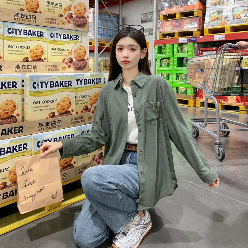 Women' Long Sleeve Shirt  Lapel Shirts Basic Solid Color