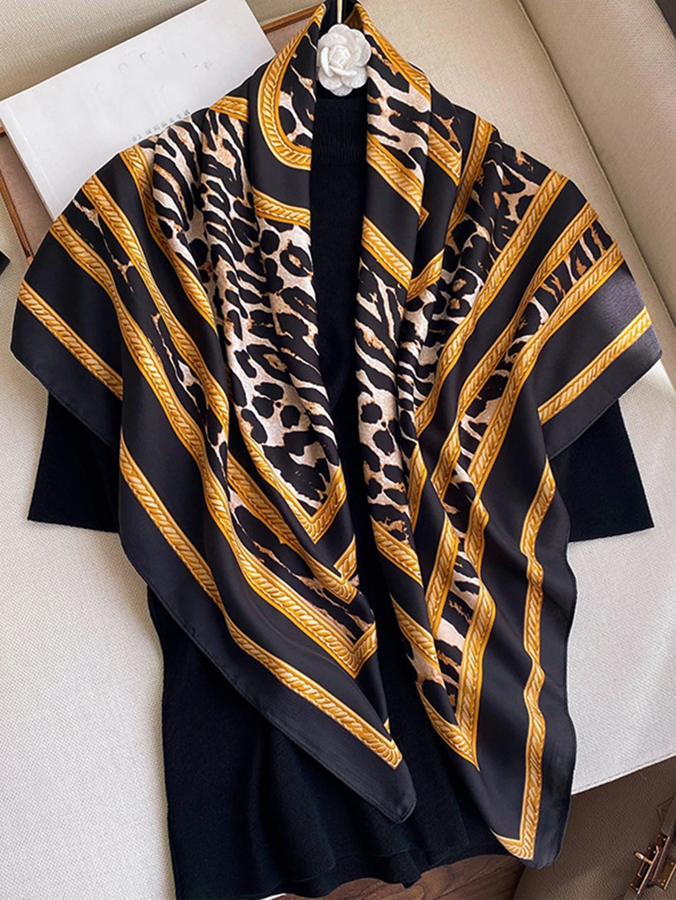Women Luxury Brand Square Silk Foulard Satin Bandana