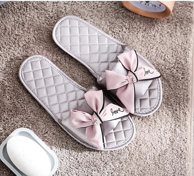 Women Slides Flip Flops  Casual Beach Bow Sandals Comfortable Flat Shoes