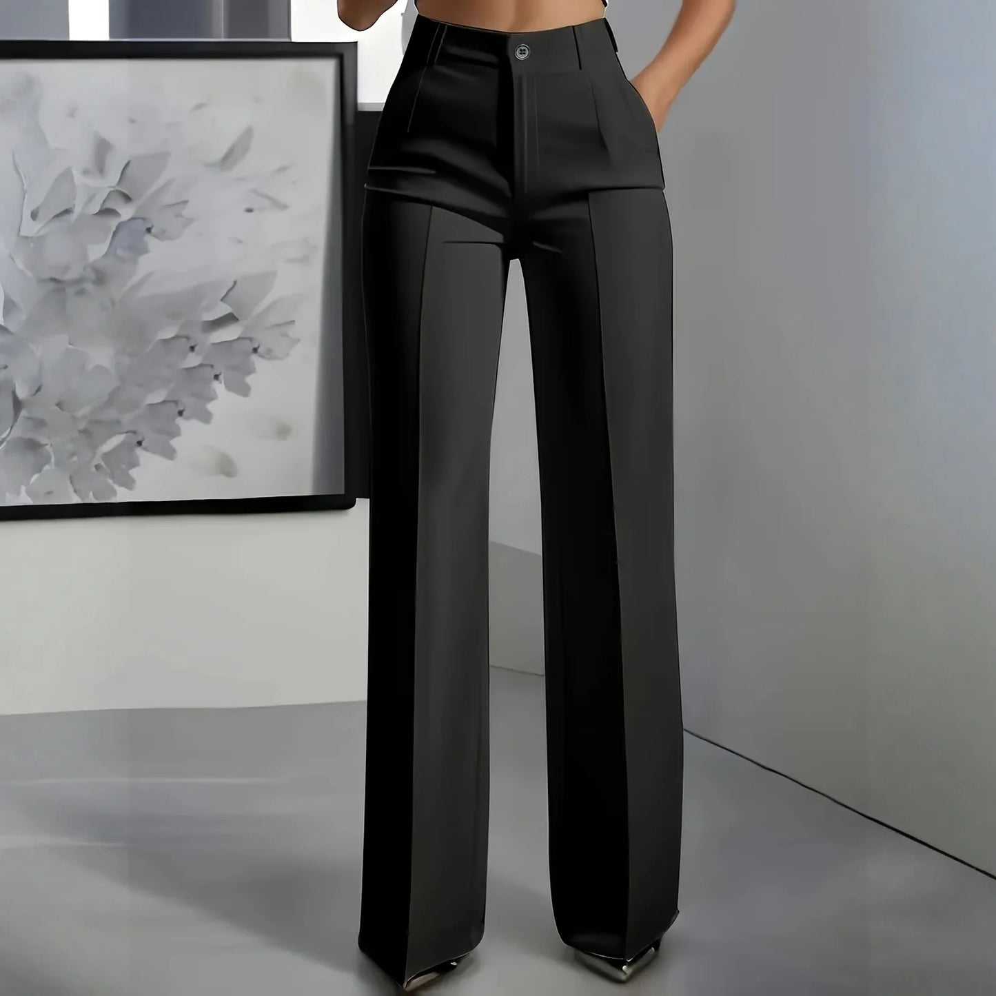 Women's High Waist Pants Drapey Straight-Leg Minimalist Blazer Pants