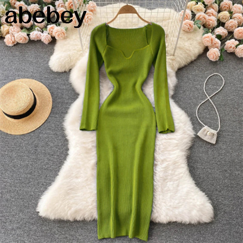 Sexy Strapless Ribbed Knitted Bodycon Dress