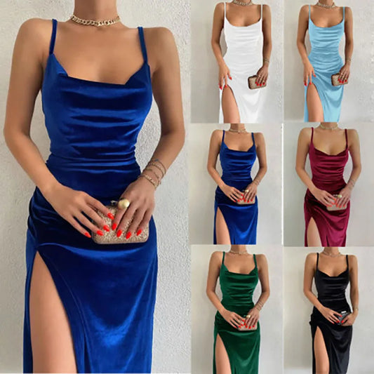 fashion sexy slim fit slit suspender dress