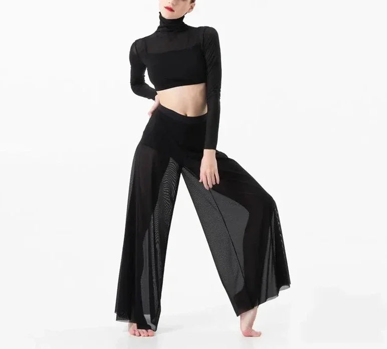 Dance Set Women's Elegant Classical Modern  Dance Practice Mesh