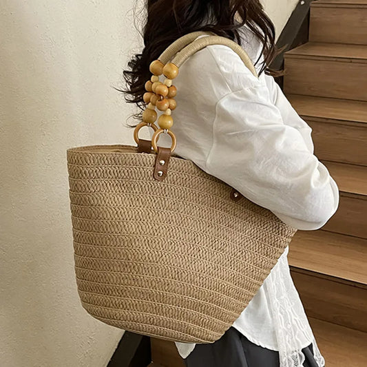 Women Braided Basket Clutches Top-handle Bag