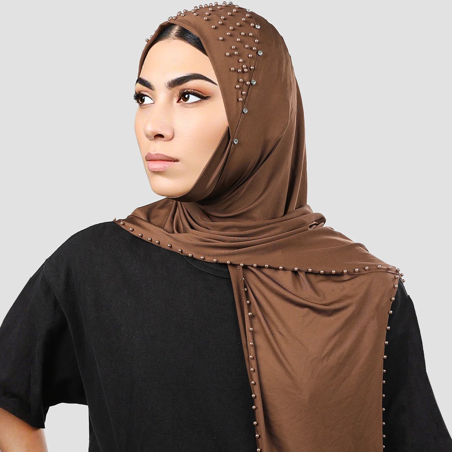 Ladies' beaded scarf, hooded elastic milk silk headband