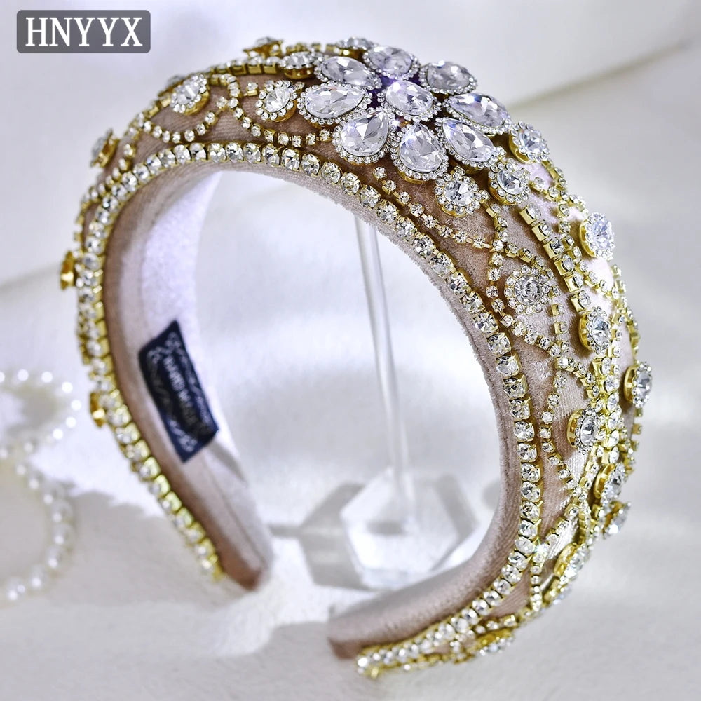 Baroque Rhinestone Hair Accessories Thickened Sponge Headband