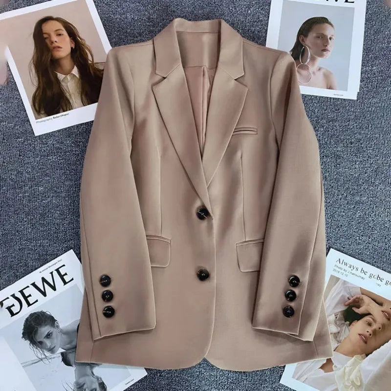 Elegant Office Lady Blazers  Fashion Long Sleeve Single Button Blazer