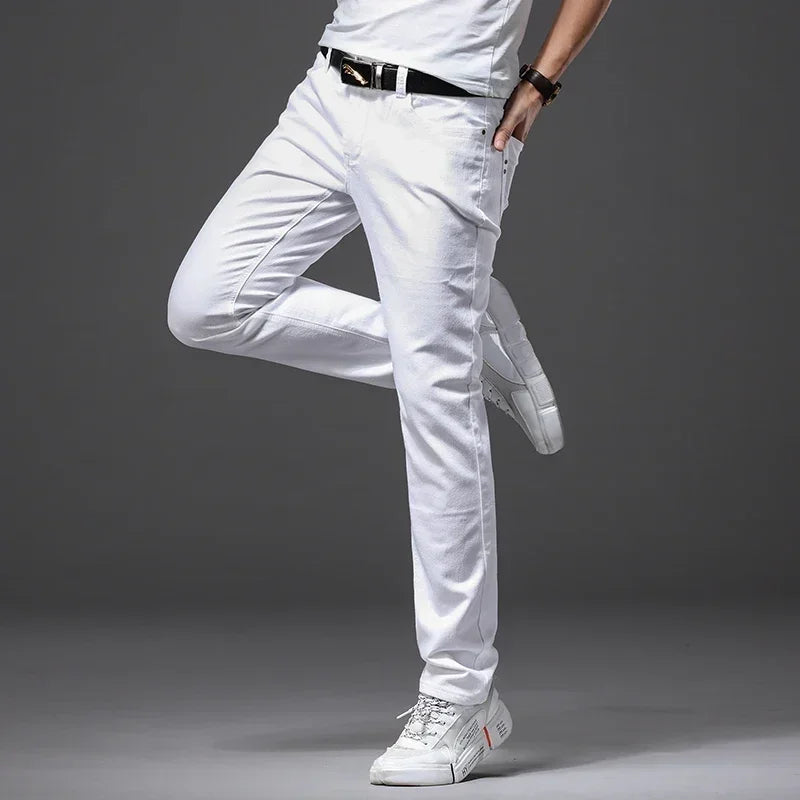 Men's White Jeans Fashion Casual Classic Style