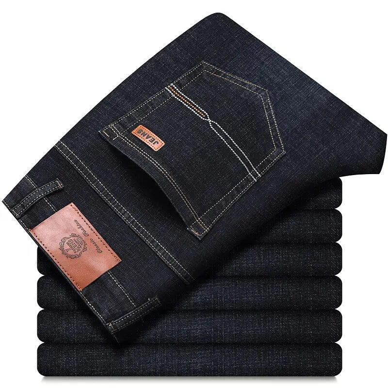 Men Classic Jeans  SOveroft Black Biker Denim